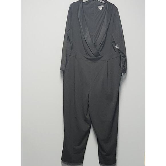 Jessica Howard Formal Jumpsuit Women's 24W NWT Sheer Sleeve Satin Pockets Tuxedo - Picture 4 of 12